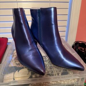 Rogue Shiny Blue Ankle Boots